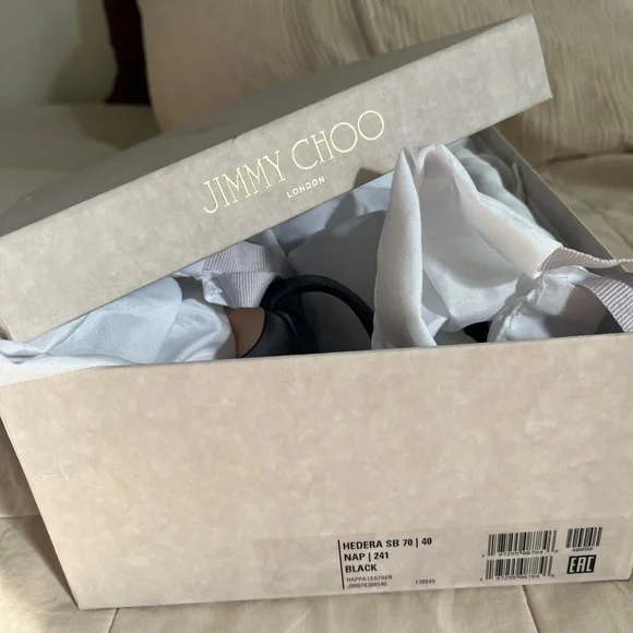 Jimmy Choo Hedera 70mm Slingback Pumps Black 9 size 40 top knot leather detail